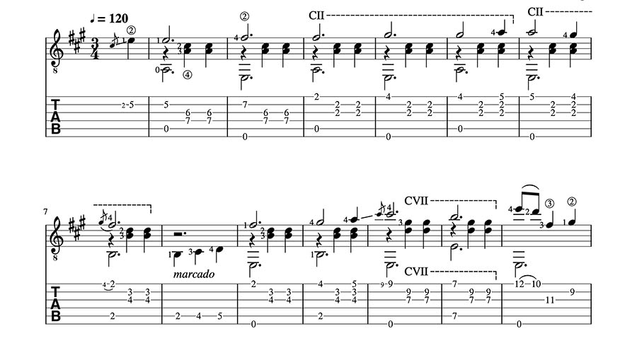 Gran Vals de Tarrega. Partitura en pdf tablatura, score, sheetmusic
